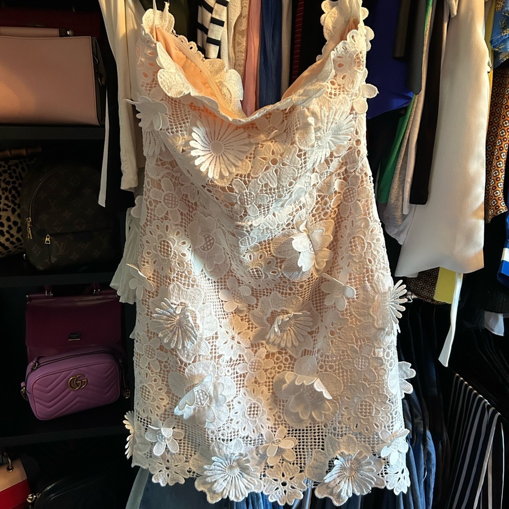 Floral Lace Dress in Cream and White